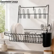 Escorredor Louça Suspenso Parede Dobravel Resistente Retrátil Pratos Copos Porta Talher