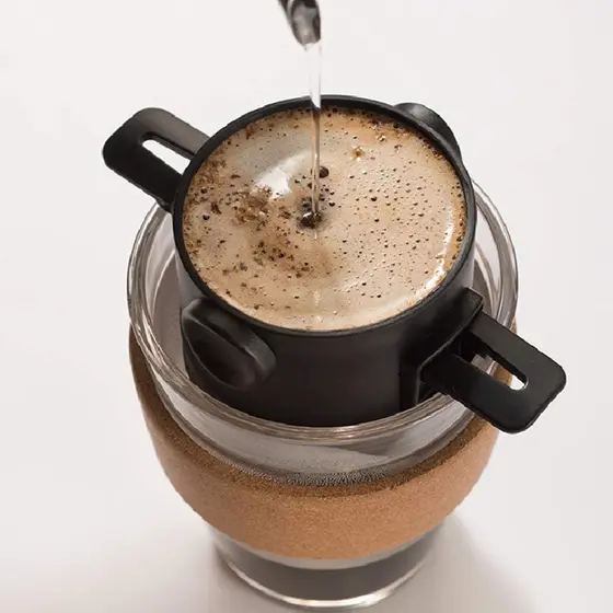 Mini Filtro Coador de Café Portátil Reutilizável Lavável com Suporte com Abas Dobráveis