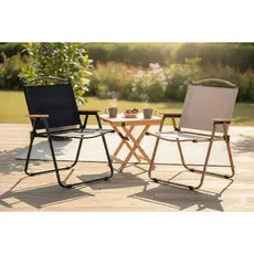 kit 02 Cadeira Dobrável Reforçada Braços Madeira Camping Praia Jardim Conforto cor Sortida