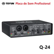Teyun Placa de Som Profissional Q-24 Completo para Podcast e Live