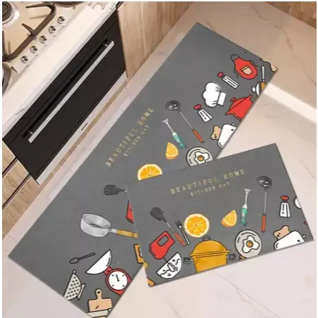 Kit Jogo de Tapetes Para Cozinha Passadeira Belga Antiderrapante Gourmet