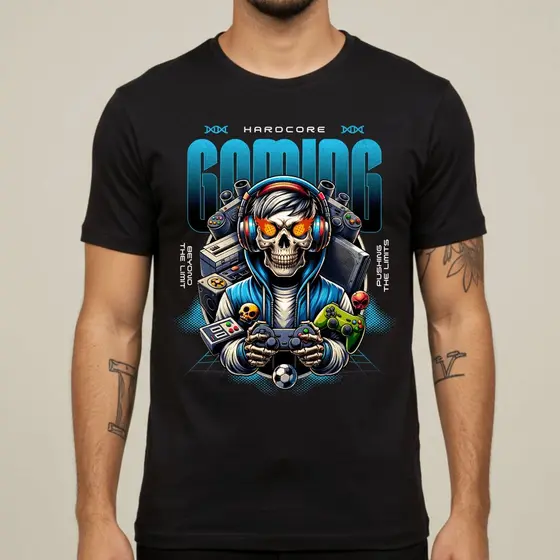 Camiseta Masculina Estampa Games Controle Gamer Look Geek