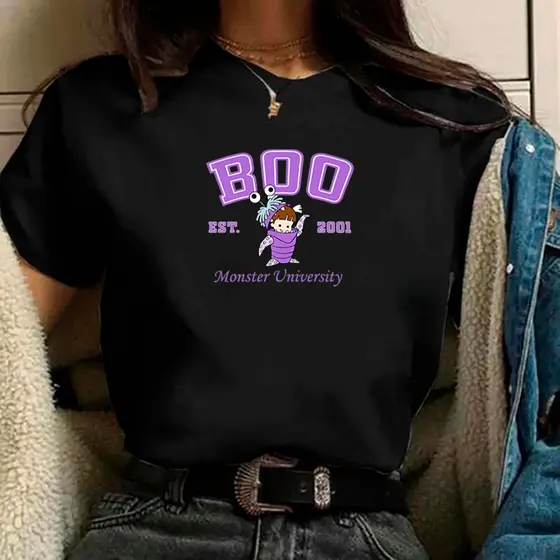 camiseta feminina boo monstros SA preta de algodão premium