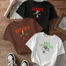 camiseta feminina de algodão kit com 3 Jessie Woody Buzz blusa marrom preta Off white