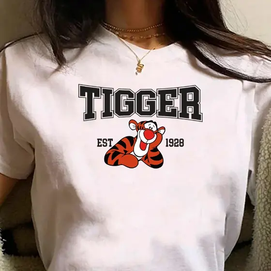 Camiseta blusa feminina branca de algodão Tigrão do ursinho pooh promoção