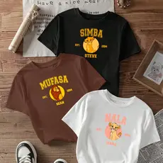 Camiseta feminina de algodão kit com 3 Mufasa Simba Nala blusa marrom preta Off white