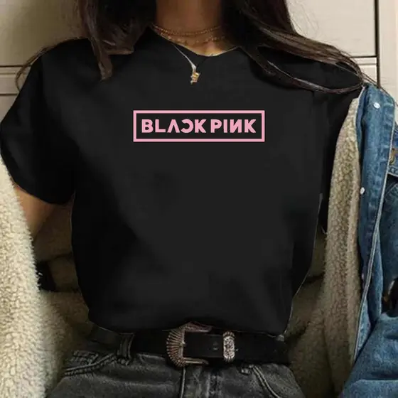 Camiseta BTS blusa feminina preta de algodão kpop bts blackpink queima de estoque