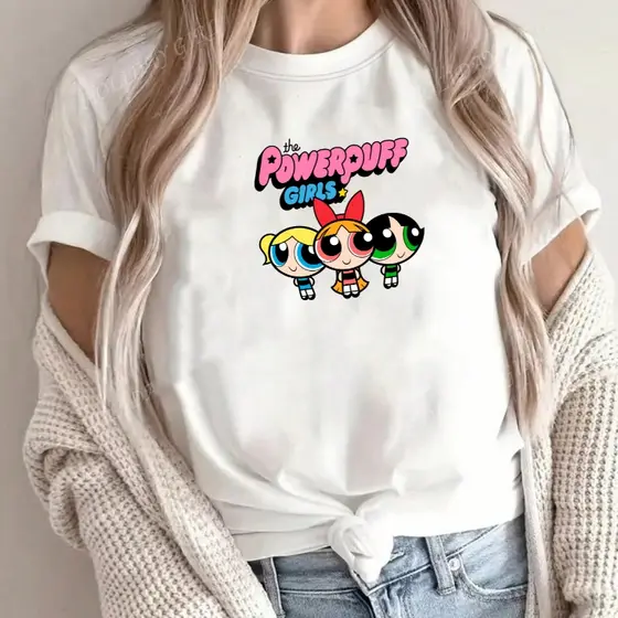camiseta feminina as meninas superpoderosas off white de algodão premium