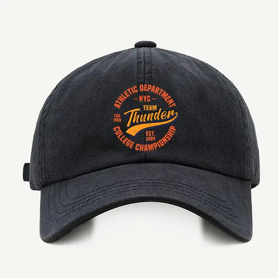 Bone baseball masculino preto Team ThunderCom regualgem cores bege e branco