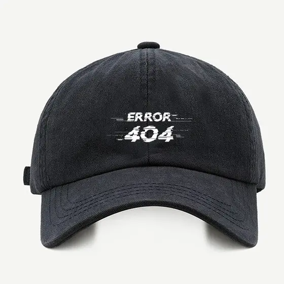Bone baseball masculino preto Error 404 Com regualgem cores bege e branco
