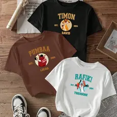 camiseta feminina de algodão kit com 3 Timon Pumba Rafiki blusa marrom preta Off white
