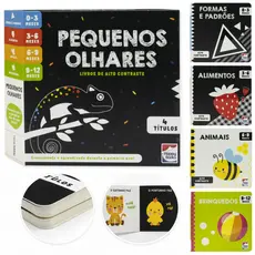 Livrinhos Infantil Bebê Pequenos Olhares Estímulo Visual Alto Contraste Kit 4 Livros de 0 a 12M