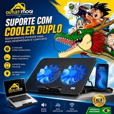 Suporte para Notebook Base Laptop Ergonômico Ajustável com 2 Coolers e Ventilação