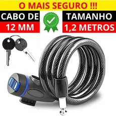 Cadeado Bicicleta Com Chave Aço Reforçado Tranca Trava Bike Moto Portão Capacete