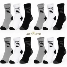 6 / 12 / 18 / 24 Pares De Meia Cano Longo Grossa com Algodão 35 ao 46