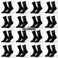 Kit 24 Pares Meias Masculinas UNISSEX Pretas/Brancas/Cinzas Cano Alto Longo 100% Algodão