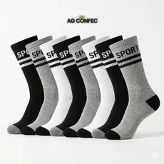 Kit 24 Pares Meias Masculina Feminina Unissex Casuais Cano Longo Cano Alto