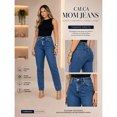 Calça Mom Jeans Feminina Premium 100% Algodão Cintura Alta Caimento Perfeito