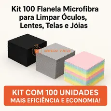 Kit 100 Flanelas Para Limpeza Óculos Tela Celular Lente Câmera e Acessórios