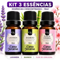 Kit 3 Essências Concentrada para Difusor LAVANDA, BAMBOO, FLOR DE CEREJEIRA,  aroma e fragância 10ml
