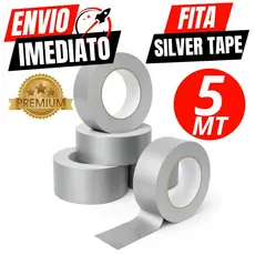Fita Silver Tape 5 Metros Cinza Multiuso 45mm x 5MTs Resistente Prata Premium