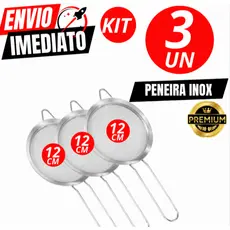 Conjunto Peneira 12 CM Inox Conjunto Promocional Casa Cozinha Buffet Bar