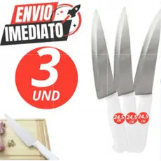 Jogo 3 Facas 24,5 Cm Inox Casa Cozinha Restaurante Açougue Churrascaria Premium