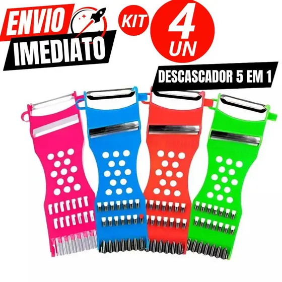 Kit 4 ou 2 und Descascador Fatiador de Legumes Frutas Espaguete Manual 5 Cortes Em 1
