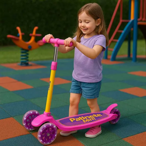 Patinete Infantil 3 Rodas Patinete Max Azul com Ajuste de Altura Brinquedo para Crianças 3+ Anos