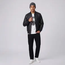 Jaqueta Masculina Courino Couro PU Casaco Motoqueiro Blusa Frio Leve Casual Impermeavel Inverno