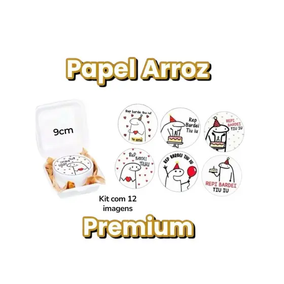 Kit C/12 Papel Arroz Bento Cake Flork Frases Aniversário 9cm - Bolo Marmita
