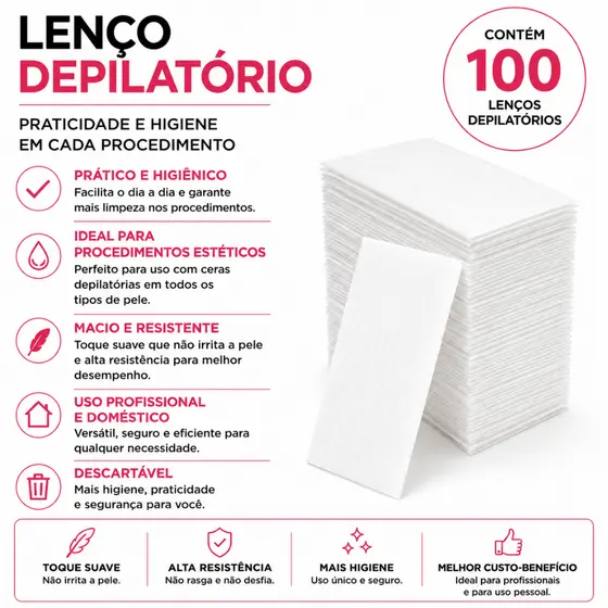 Lenço Para Depilação TNT para Clinicas de Estética Salão de Beleza Higiene