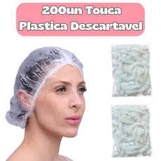 200UN Touca PLASTICA Descartável Amaciamento/Banho Salão de Beleza Spa Estética Clinica
