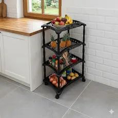 Fruteira Organizador Vertical Com Rodinhas 3 ou 4 Cestos Andares