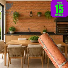 Papel de Parede Tijolinhos Rústico Premium Rolo 5 Metros Autoadesivo Sala Quarto