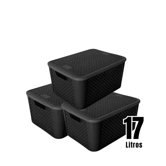 Kit Cestos Organizadores Rattan Multiuso 17L – Kit 4 e 2 Unidades