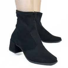 Bota Feminina Cano Médio Salto Bloco 5cm Sintético Stretch Confortável Moda Inverno Original AC