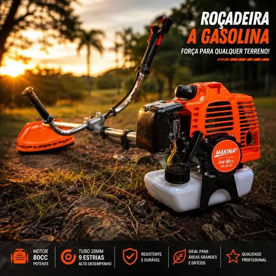 ROÇADEIRA A GASOLINA 80CC Profissiional MK-80-BPRO Makina+80Dentes+Lâmina 2 pontas