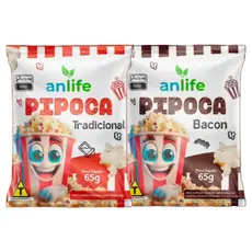 Kit 20 Pipocas Anlife Salgada 65g - Tradicional Ou Bacon