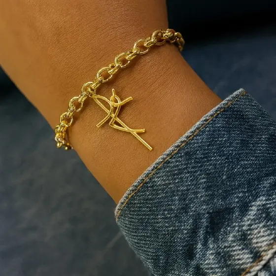 Pulseira Elo Portugues 2mm Com Berloque Fé Banhado A Ouro 18k