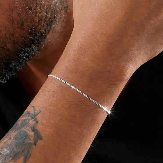 Pulseira Groumet 1,5 mm  Banhado a PRATA