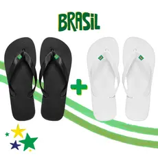 Conjunto de Chinelos Unissex Branco e Preto | Masculino e Feminino | 1, 2 ou 3 Pares Promoção