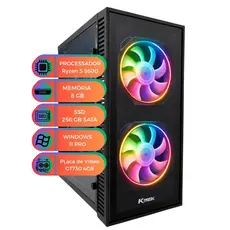 PC Gamer Ryzen 5 5600 GPU GT730 4GB SSD 256GB 8GB RAM Windows 11 Computador MultiPc