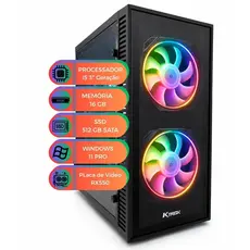 PC Gamer RX550 i5 3ª Geração 16GB RAM SSD 512GB TPM 2.0 Win 11 Alto Desempenho