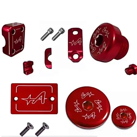 Kit motos Vermelho 5 peças anodizado alumínio acessórios