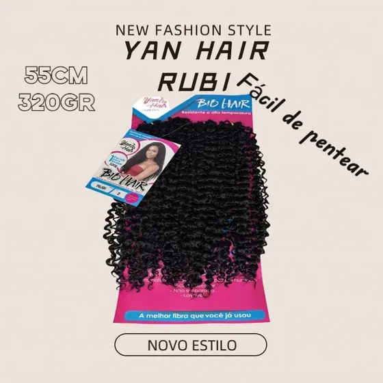 Cabelo Orgânico Para Crochet Braid RUBI 55cm Fibra Premium 320gr YAN HAIR