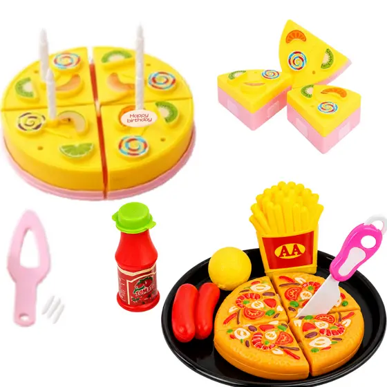 Kit Mercadinho Infantil Cozinha Comidinhas Pizza Bolo Brinquedo Menina Presente