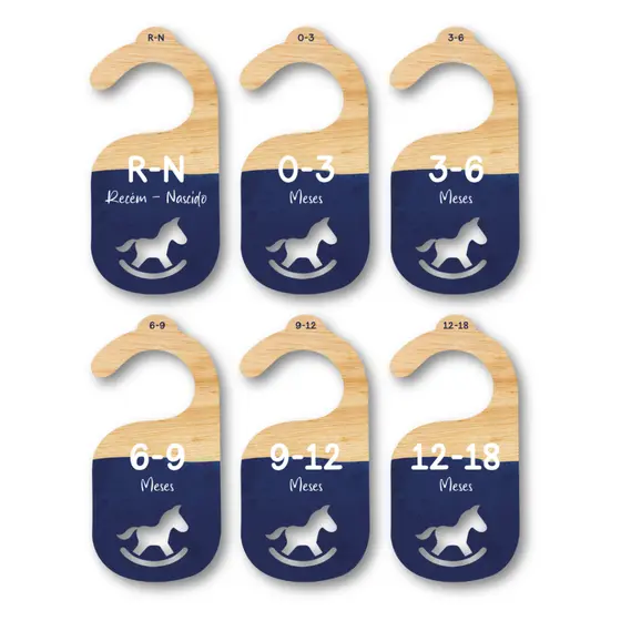 Separador E Organizador De Cabides Para Bebe Infantil - Cavalinho De Balanço Azul Marinho