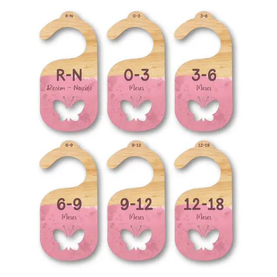 Separador E Organizador De Cabides Para Bebe Infantil - Borboleta Rosa