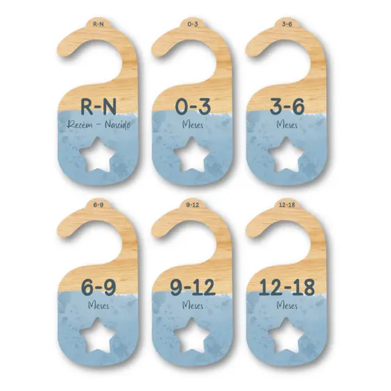 Separador E Organizador De Cabides Para Bebe Infantil  - Estrela Azul Claro